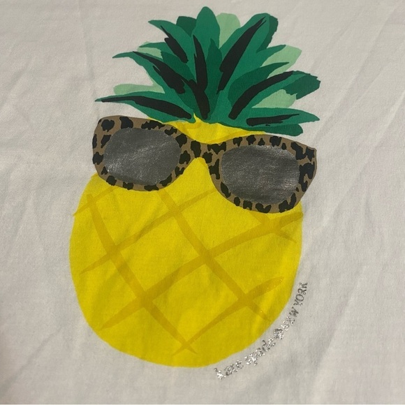 Kate Spade New York White Short Sleeve Pineapple With Sunglasses TShirt Size M - Picture 5 of 9